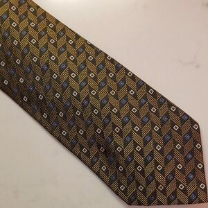FOGGIA Geometric Patterned Tie in Gold and Blue